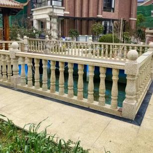 绍兴黄金麻花岗岩石材栏杆，扶手，将军柱，花瓶柱