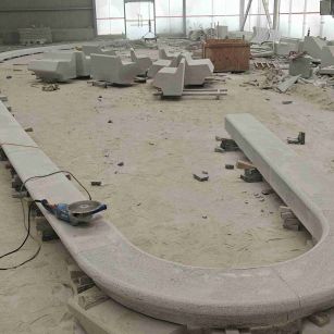 绍兴 芝麻白花岗岩弧形花坛石，坐凳石