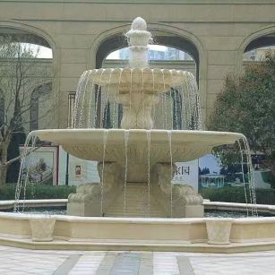 绍兴 黄金麻花岗岩异型加工——户外庭院石雕流水喷泉