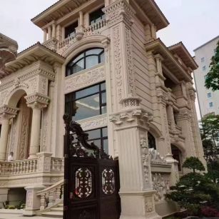 绍兴 黄金麻花岗岩别墅外墙干挂效果展示