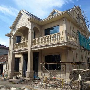 绍兴 黄金麻花岗岩石材私人别墅雕花门楼柱阳台栏杆