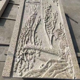 绍兴 黄金麻雕刻板浮雕迎客松