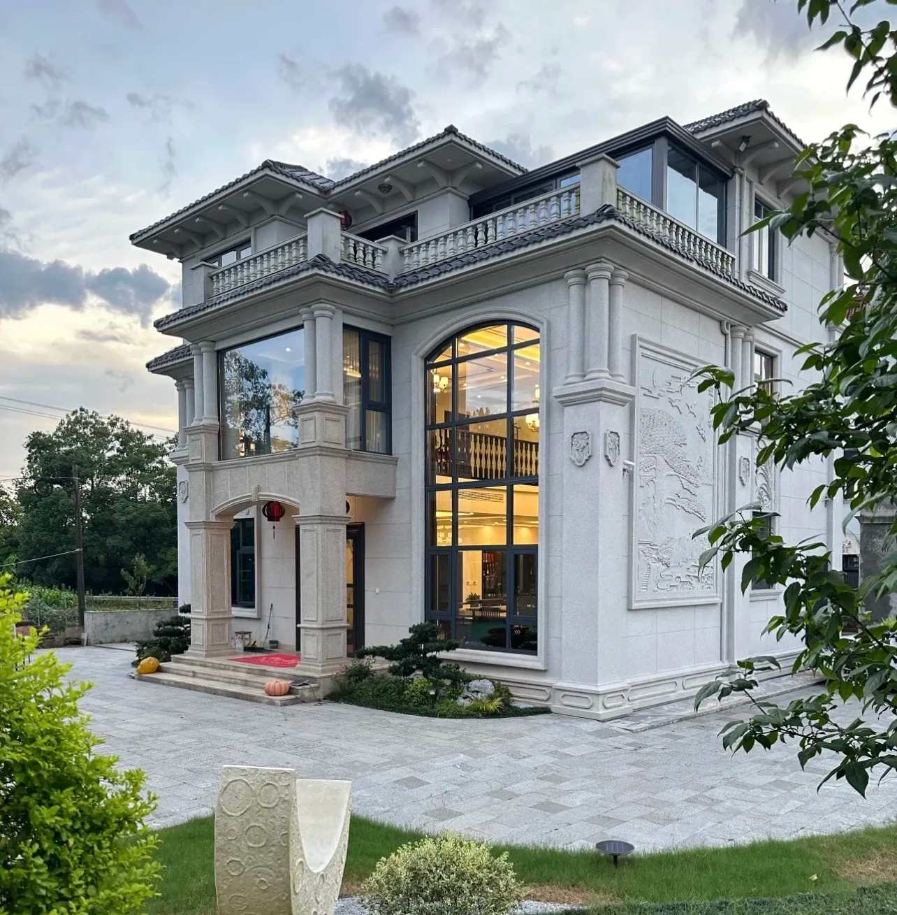 绍兴 白麻花岗岩私人别墅干挂石材豪华定制