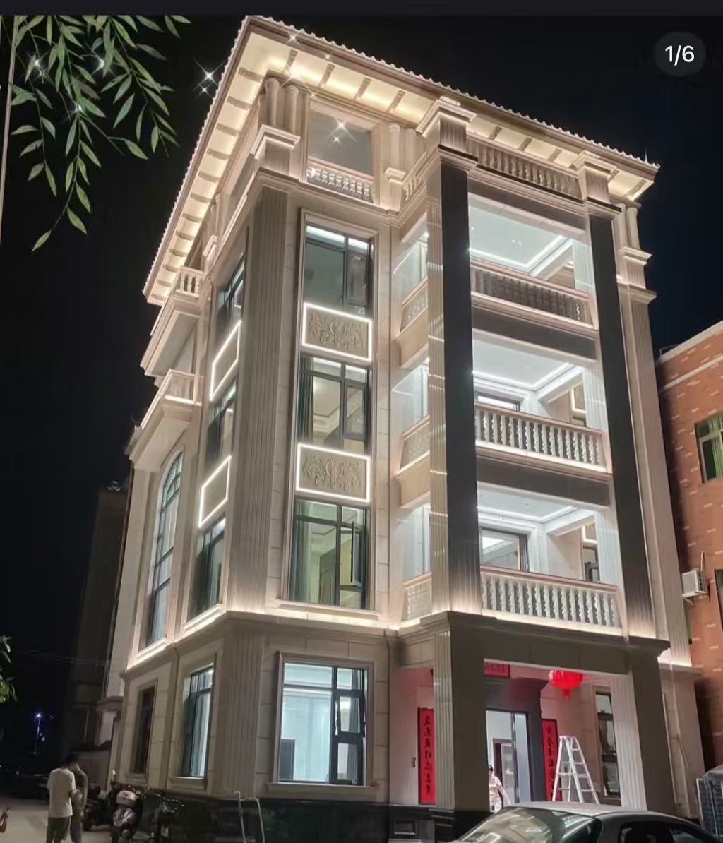 绍兴 芝麻白花岗岩别墅外墙夜间效果