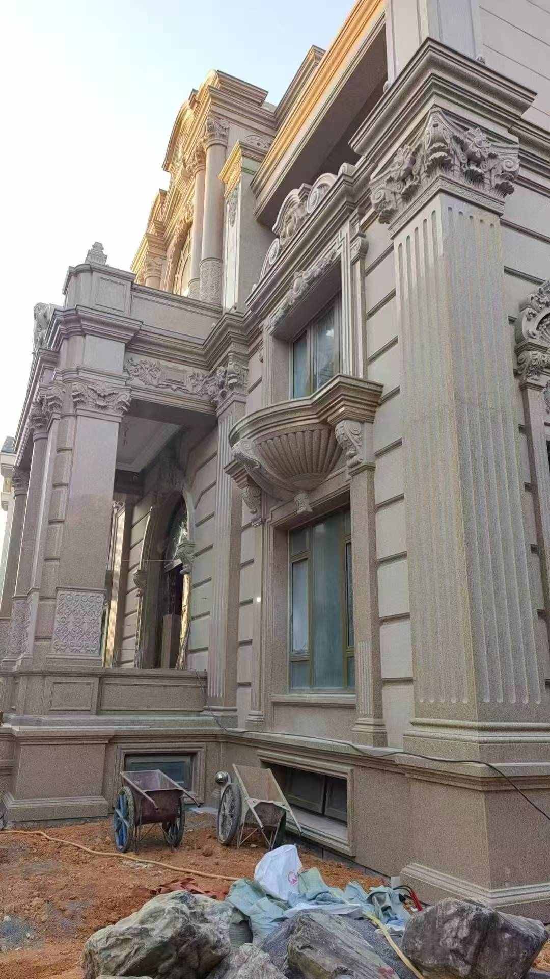 绍兴 黄金麻花岗岩光面别墅外墙干挂施工完成